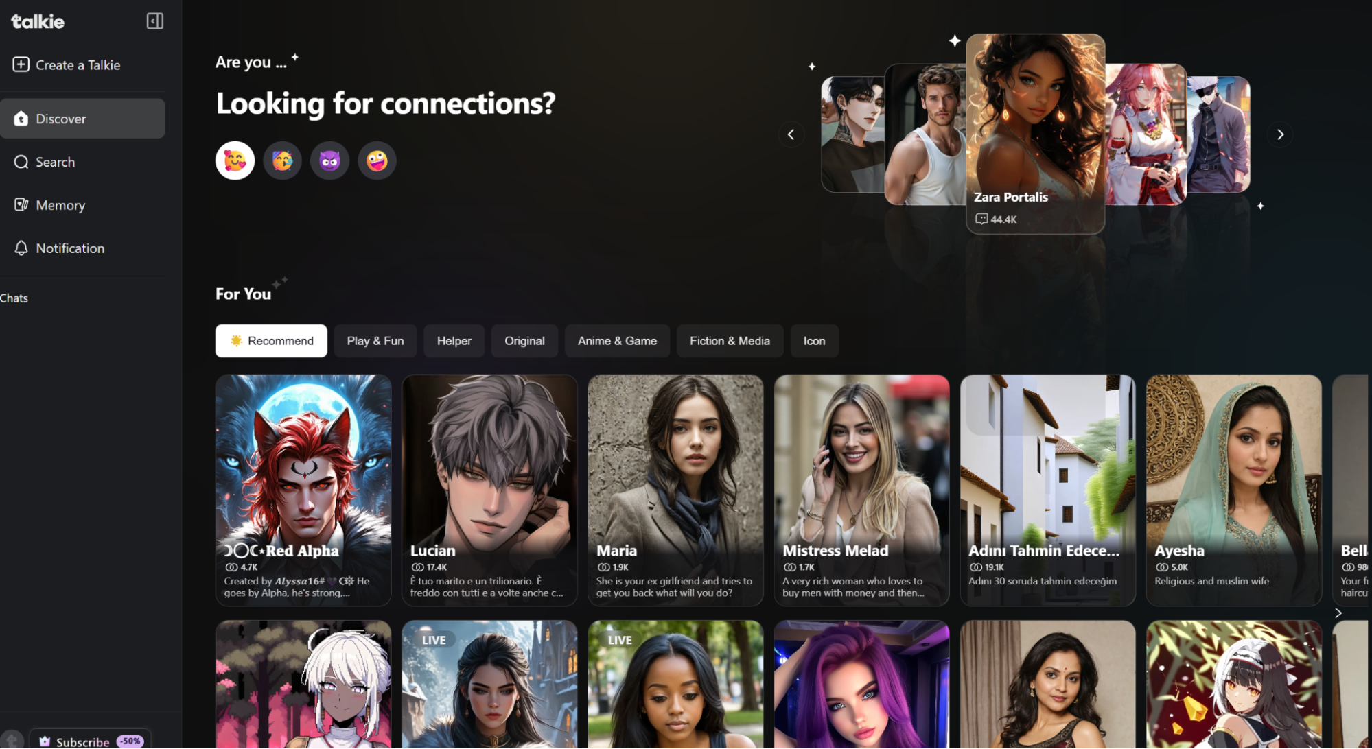 Talkie AI Schnittstelle